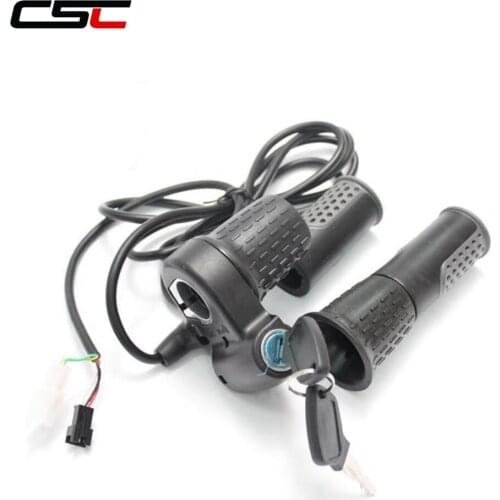 WUXING Electric lock E-bike Twist Throttle With Key 24/36/48/60/72V Half-Bar Electric Bicycle Twist Throttle