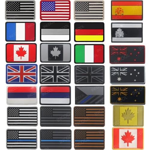 United Kingdom France Germany Italy US Russia Czech Canada USA Spain PVC Flag Military Patch Tactical Rubber Flags Badges