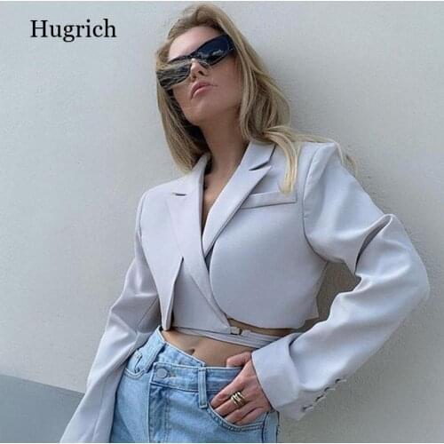 Женские пиджаки с коротким рукавом Hugrich China At AliExpress