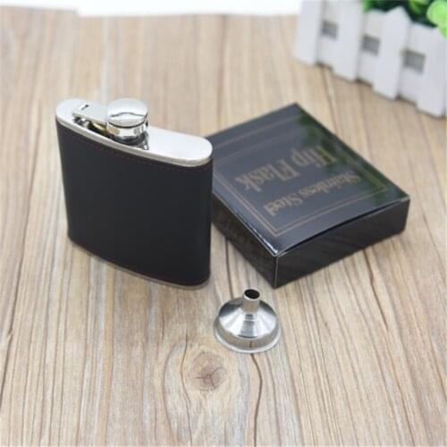 30pcs/lot 6oz Hip Flask 180ml Whisky Pocket Bottle 201 Stainless Steel Cup Wine Mug Optional Funnel and Wrap Kettle Square