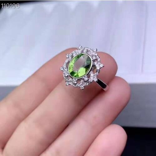 Natural Olivine Flower Luxurious Ring S925 Silver Fashion Fine Weddings Charming Jewelry for Women Free Shipping