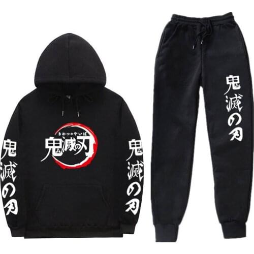 Demon Slayer Anime Autumn Winter Fashion New Men’s Hoodies + Pants Two-Piece sportswear hoodie Harajuku Casual Jogging Suits