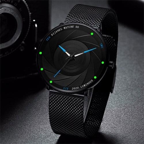 Reloj hombre Watches Mens 2021 Minimalist Ultra Thin Stainless Steel Mesh Belt Quartz Watch Men Business Clock relogio masculino