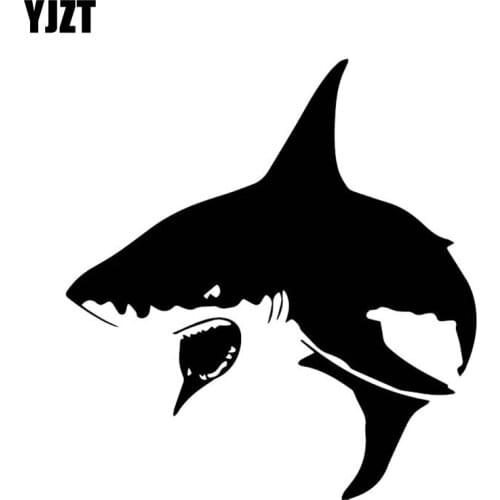 YJZT 15CM*16.1CM Angry Sharks Vinyl Decal Body Of Car Decoration Car Stickers Black/Silver C4-2081