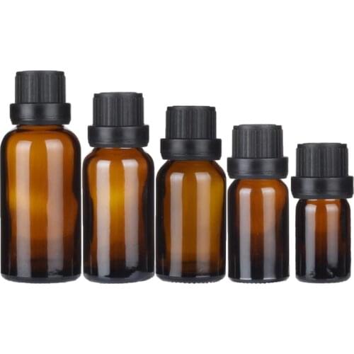 Clear Brown Glass Packaging Bottle Black Anti-theft Big Cap 100ML50ML 30ML 20ML 15ML 10ML 5ML Cosmetic Essential Oil Vials