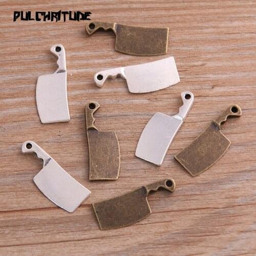 PULCHRITUDE 20PCS 9*24mm Two Color Metal Zinc Alloy Daily Necessities kitchen knife Charms Fit Jewelry Pendant Charms Makings