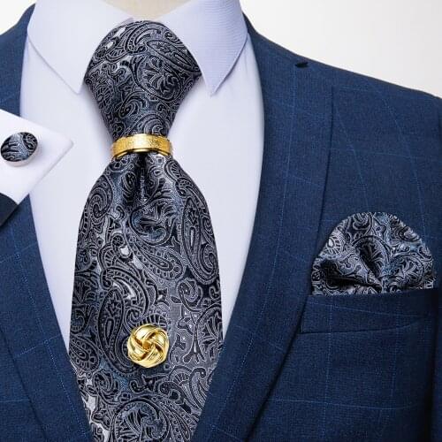 Luxury Paisley Mens Ties 8cm Silk Jacquard Necktie Set Business Wedding Accessories Gift For Men Gravata Corbatas DiBanGu