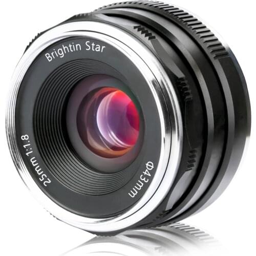 Brightin Star 25mm F1.8 Prime Manual Focus Mirrorless for Canon EF-M Sony E Fuji X M4/3 Nikon Z Mount