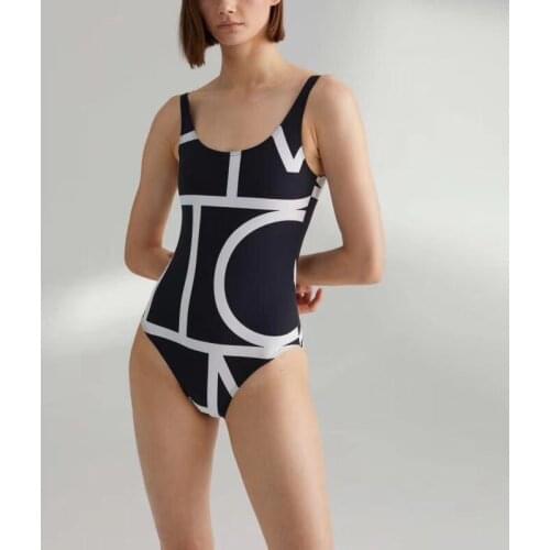 2020ss print Positano sporty swimsuit monogram deep back high-cut leg one piece playsuits