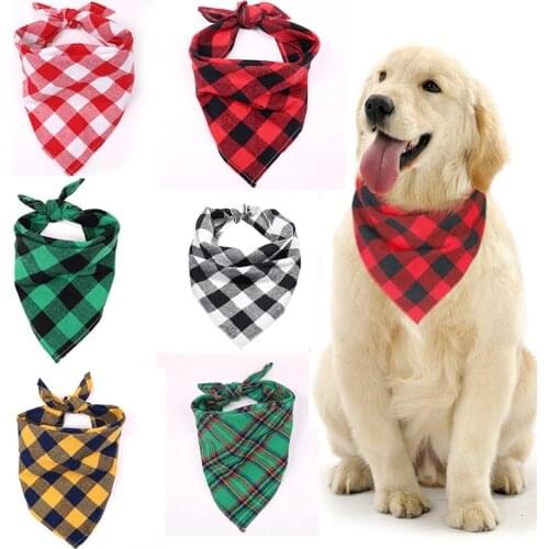 Red and Black Plaid Triangle Scarf Creative cCotton Pet Dog Scarf Pet Sscarf Saliva Towel Pet Grooming Accessories