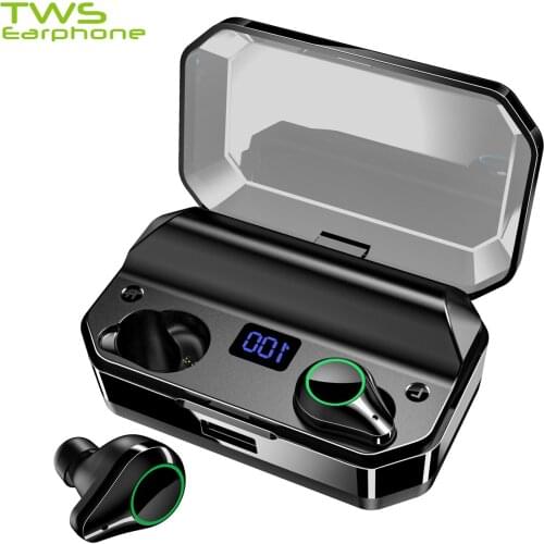TWSearphone T9 Wireless Headphones 7000mAh Capacity Smart Power Bank Earphones 9D Stereo Earbuds With LED Display Earpieces
