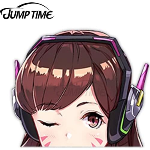 Jump Time Overwatch D.Va (Hana Song) 10 11.1 Big Head Anime Peeker Vinyl Decal Waifu Kawaii Girl Car Stickers