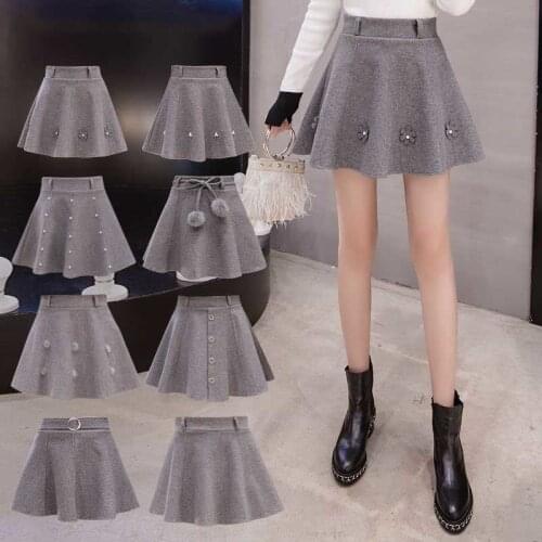 Woman Skirts Fall Winter Fashion Short Skirt High Waist Large Size A- line Skirt Expansion Skirt Faldas Jupe