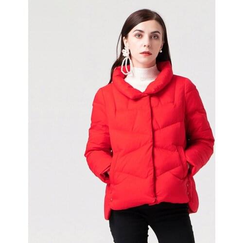 Women 2021 New Autumn Winter Light White Duck Down Coat Female Long Sleeve Stand Collar Short Puffer Jacket Ladies Solid Outwear