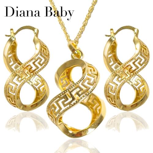 Diana baby Jewelry Fashion Copper African "8"Shape Sets For Women New Design Earrings Pendant High Quality Wedding Party Gifts