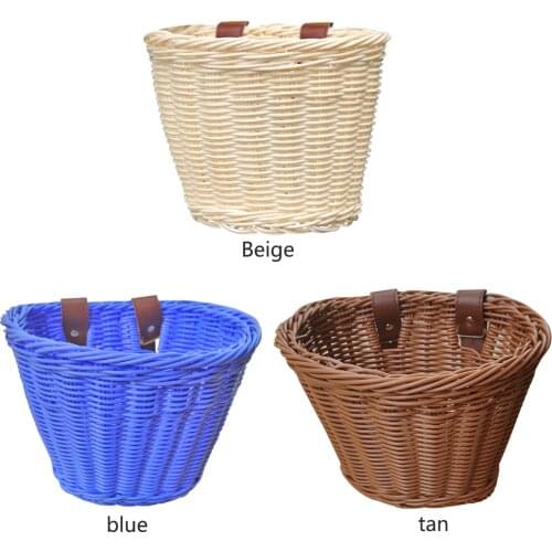 Kids Bike Basket Women Student Bicycle Natural Rattan Weaving Front Handlebar Handmade Basket