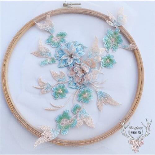 1 PC Color Color Sequin Decal Evening Dress Decal Decoration Nail Bud Silk Fabric Patch Embroidery