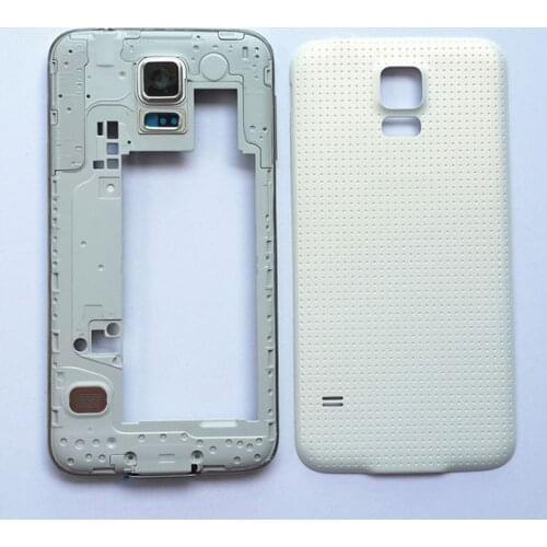 100% Original Middle Frame Plate+Battery Door Housing Cover For Samsung Galaxy S5 G900F G900H G900 i9600 Case Replacement Parts