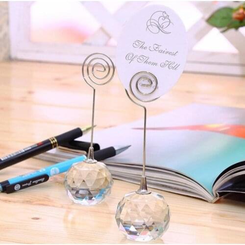 200pcs Wedding Supplies Crystal Diamonds Ball Place Card Holder 11.5*3.2cm Wedding Table Decoration Favors SN2226