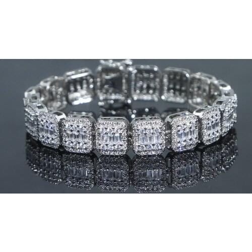 2022 High quality hip hop Iced Out Bling 5A Cubic Zirconia CZ Paved women men punk square charm tennis chain bracelet jewelry