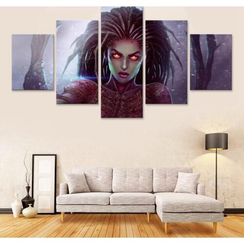 StarCrafts Queen of Blades Character Girl Sarah Canvas Painting Home Decoration 5 Pieces Wall Art Pictures Living Room Poster