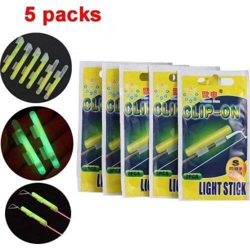 5pack 10pcs Fishing Glow Sticks Rod Tip Glow Sticks Fishing Rod Floats Glow Sticks Clip On Fishing Rod Night Fishing Fluorescent