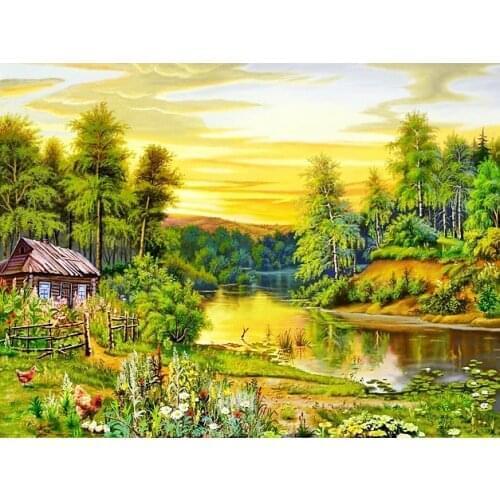 A6298 11CT/14CT/18CT/25CT/28CT oil street patterns Counted Cross Stitch DIY Cross Stitch Kits Embroidery Needlework Sets