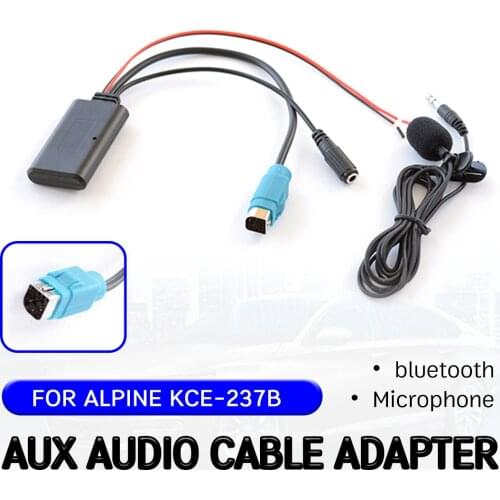 For Alpine KCE-237B wireless audio interface Cable Adapter with microphone for Alpine 2009+ CDE-W203Ri bluetooth Aux Receiver