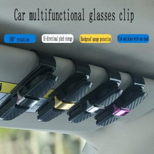 Car Sun Visor Sunglasses Holder Clip Universal Black Ticket Card Clamp Fastener Cip Car Glasses Cases Portable