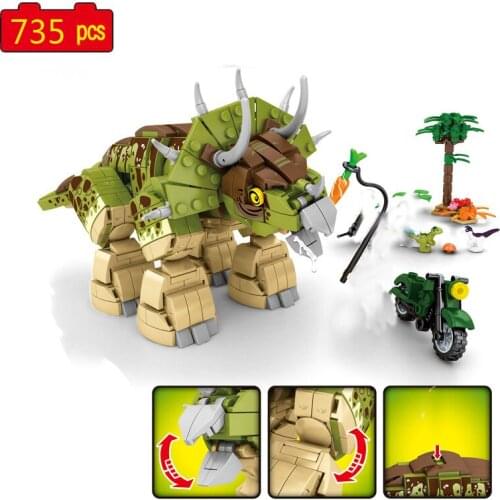 Dinosaur World Park Zoo Mechanical Triceratops MOC DIY Model Building Blocks Bricks Toys Gifts