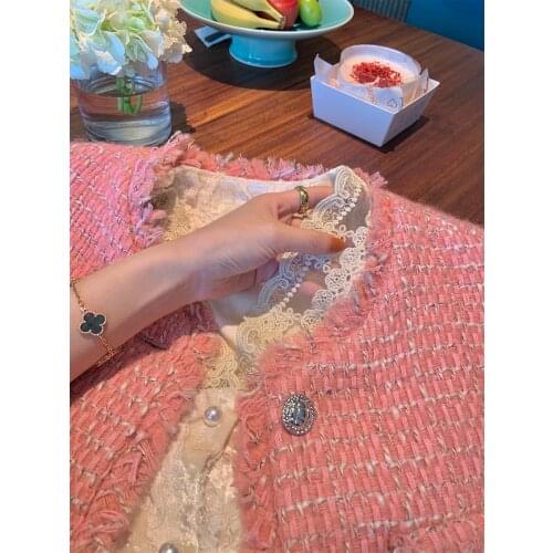 For the Seasons Spring 2021 Early Spring New Womens Wear Spring and Autumn Pink Coat Womens Spring and Autumn Top