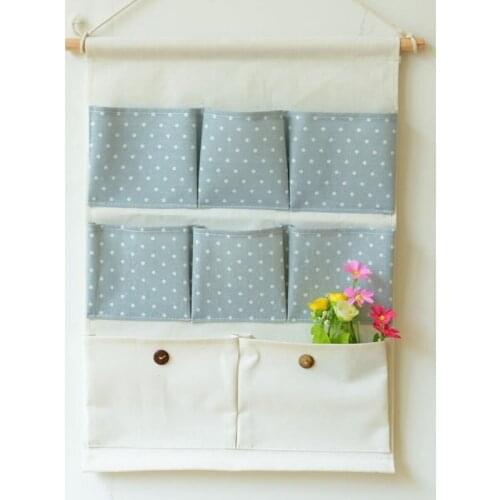 Home 8 Pocket canvas Hanging Wall l Storage Hanging Bag home door bag bedroom fresh Fabric Decoration