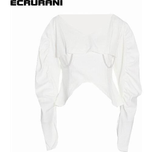 ECRURANI Blouses With Sleeves