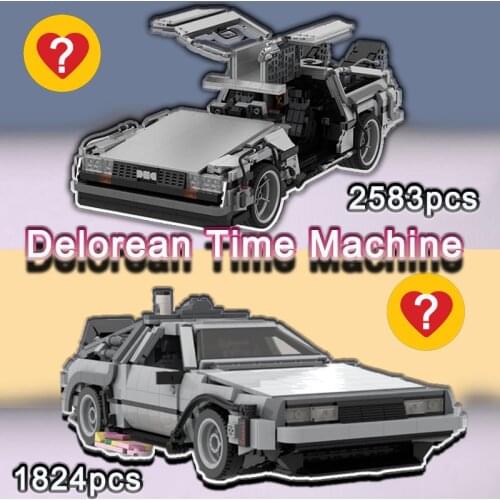 Movie Series MOC Time car Back To The Future 1985 Machine Technical Racing Building Blocks Sports Car Model diy Bricks Kids Gift