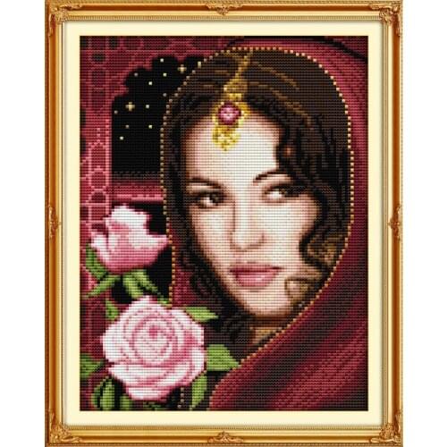 The Indian beauty (3)cotton home decor people Cross Stitch kit 14ct white 11ct print embroidery DIY handmade needlework wall