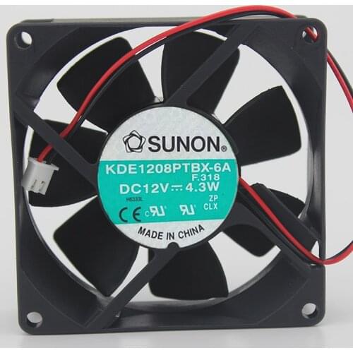 KDE1208PTBX-6A 8025 8CM 12V 4.3W Double Ball Chassis Fan