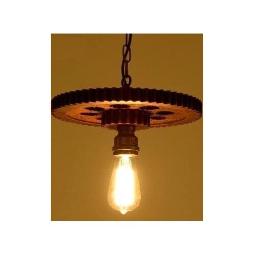 Loft Style Wooden Gear Water Pipe Lamp Edison Pendant Light Fixtures Vintage Industrial Lighting For Dining Room Bar Hanging