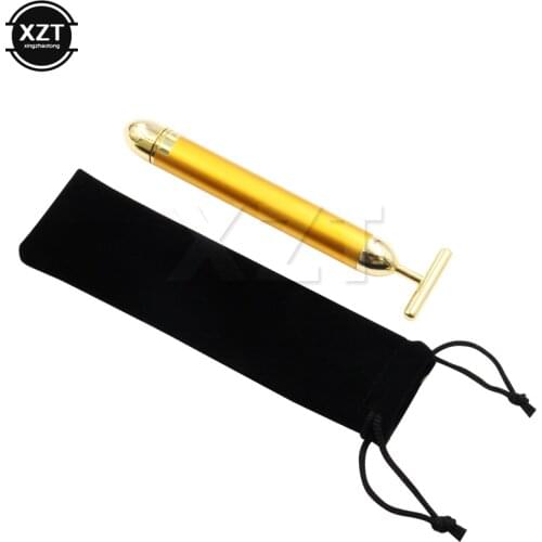 Slimming face Massager Stick 24k Gold Vibration Facial Beauty Roller Massager Facail Massage Vibration With Black Bag