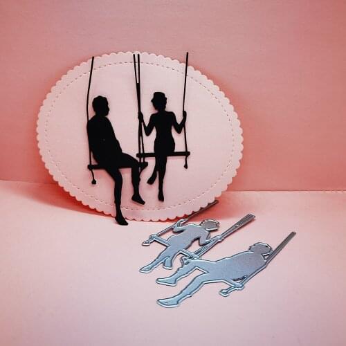 Lover on the Swing Cutting Dies Scrapbooking Embossing Folders for Greeting Card Making Metal Diy Craft Stencil Valentines Day