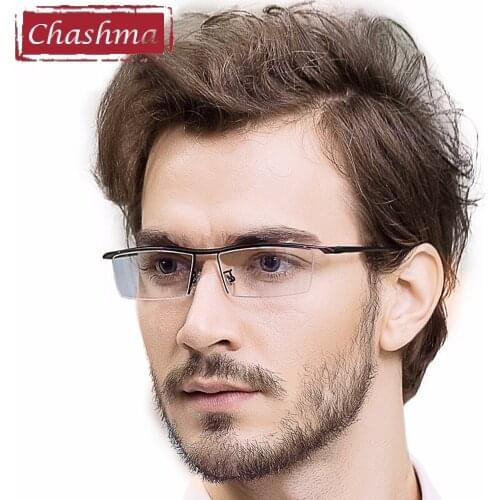 Chashma Brand Designer Men Glasses Frame Titanium Alloy Eyeglass Male Glasses Spectacle Frame for Men Half Frame Eyeglasses