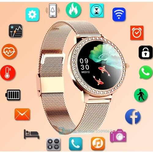 Fashion Smart Watch Full Touch Screen Women Sport Wristwatch For Android IOS Fitness Tracker Steel Smartwatch Luxury Clock Hours
