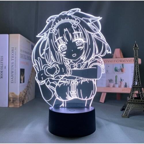 Anime Nekopara Cinnamon Led Night Light for Bedroom Decoration Birthday Gift Nightlight Mange Waifu Table 3d Lamp Nekopara