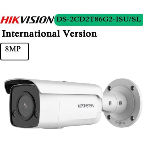 In Stock Free Shipping 4K AcuSense Strobe Light and Audible Warning Fixed Bullet Network Camera DS-2CD2T86G2-ISU/SL