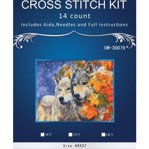 Top Quality Lovely Hot Sell Counted Cross Stitch Kit Old World Holiday Ornaments Similar DMC dw-30079 snowing wolves