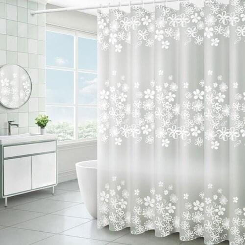 Household Bathroom Waterproof Matte Shower Curtain PEVA Flowers Printed Bath Curtain Home Decor Partition Hooks Eco-Friendly
