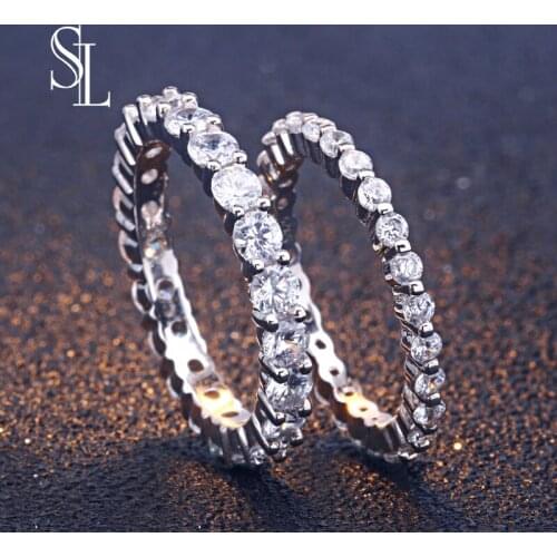SL Authentic 925 Sterling Silver Stackable Band Ring Vintage Classic Engagement Gift For Women Fine Jewelry