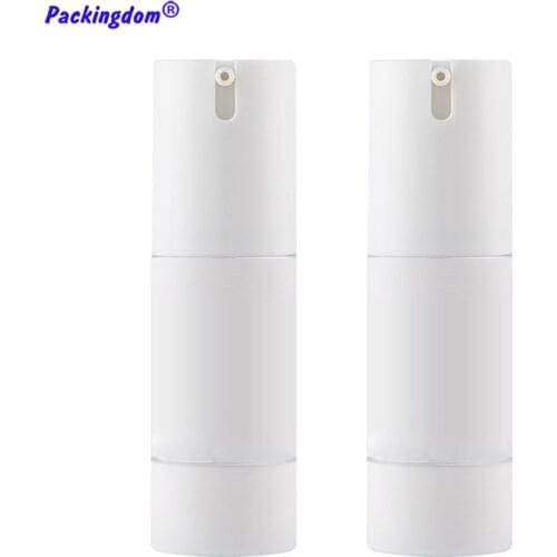 10pcs Empty Airless Pump Bottles White Packaging Plastic Small Sample Cosmetic Container Emulsion Bottle Vacuum Tube Rotate 15ml