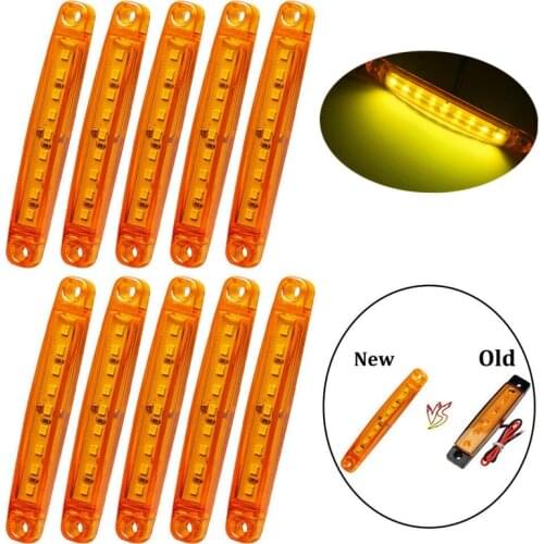 10pcs Yellow Car External Lights LED 24V 9 SMD LED Auto Car Bus Truck Wagons Side Marker Indicator Trailer Light Rear Side Lamp
