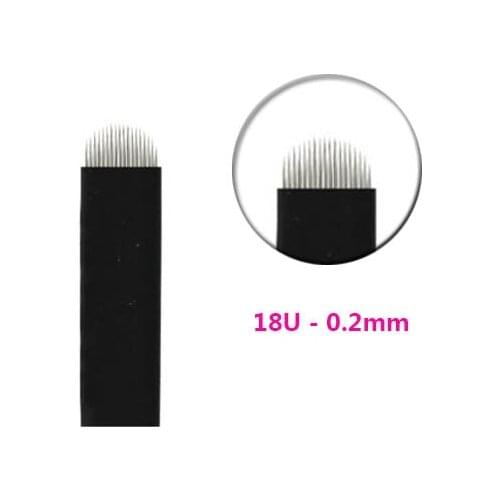 100PCS Laminas Agulhas Tebori Microblading 18 U Shape Needles Permanent Makeup Tattoo Needle Flex Blades for Eyebrow Manual Pen