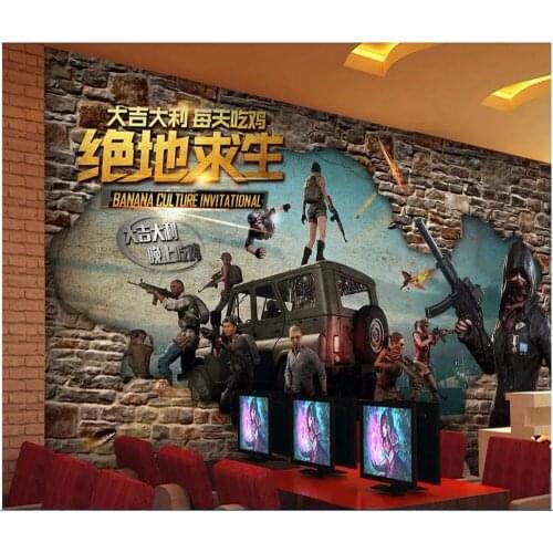 3d wallpaper custom photo Retro brick wall shooting game leisure internet bar background living room wallpaper for walls 3 d